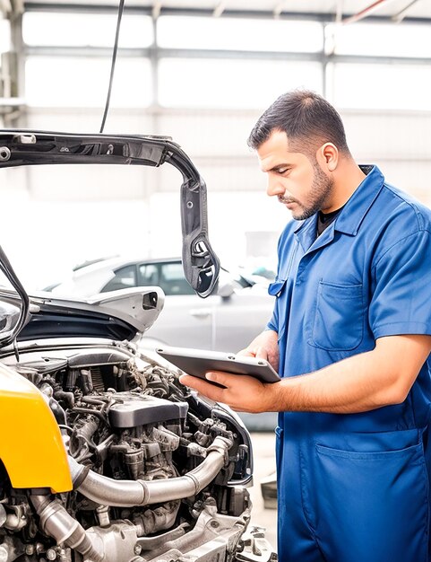 Car mechanic at car service checking up the car generated by ai