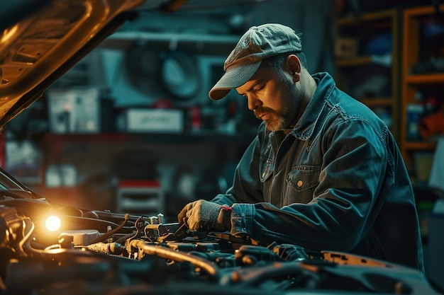 car mechanic working in the garage