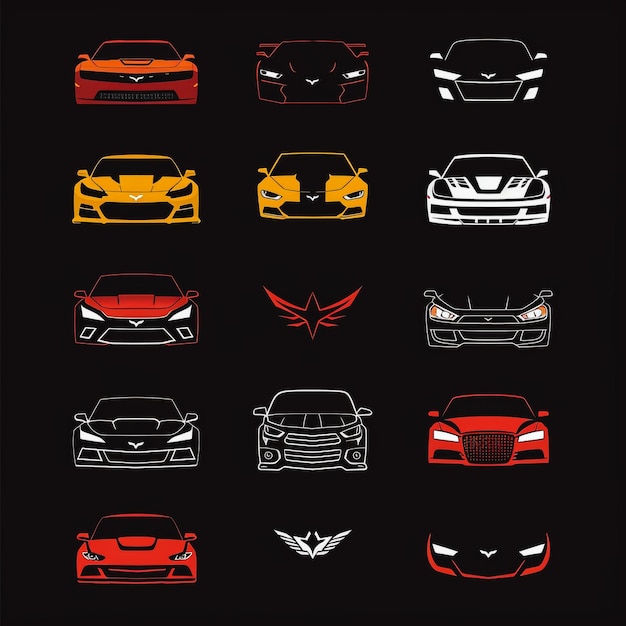 Photo car mini car cartoon car icon set