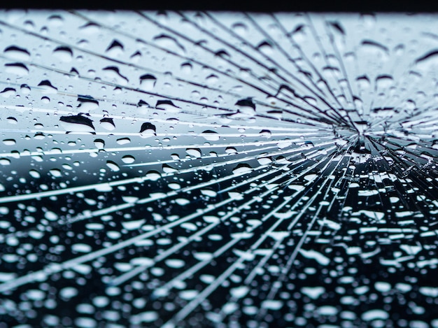 Car mirror crack on the raining day