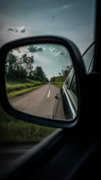 A car mirror with the word car on it