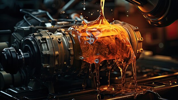 사진 자동차 엔진 오일 배경 는 액체 연료 거품 ai 도구를 사용하여 생성