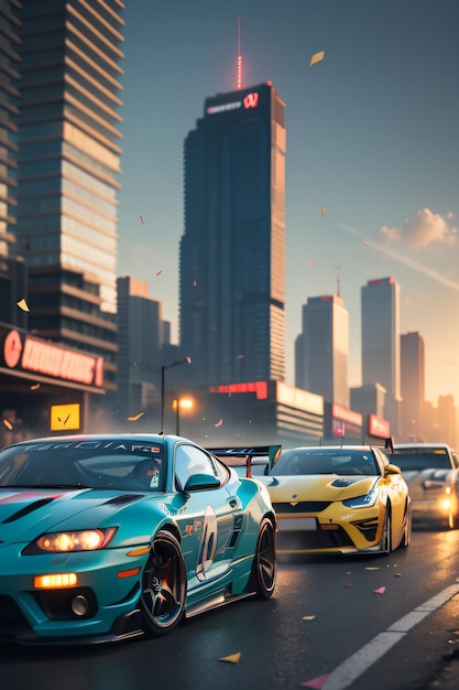 Premium AI Image | car among palm trees in miami by AI