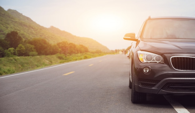 Car parked travel on road trip