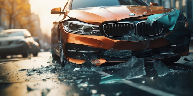 A car partially damaged in a collision Generative AI