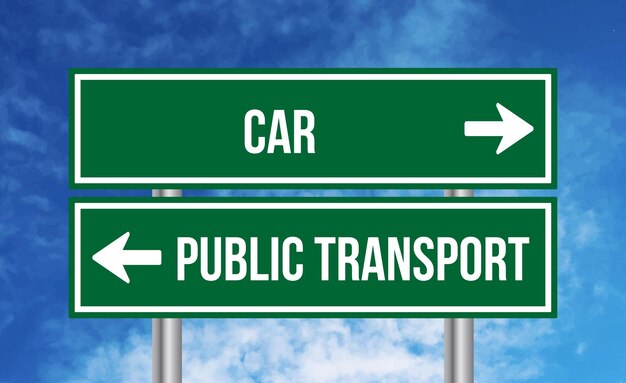 Photo car or public transport road sign on sky background