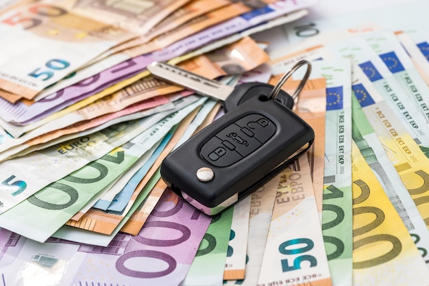 Car rent or purchasing euro money with keys