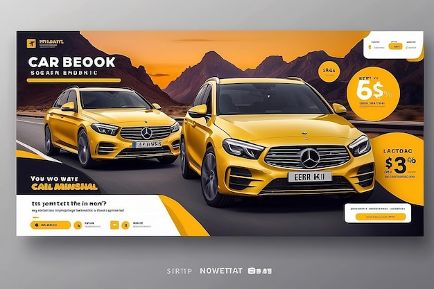 Car rental promotion social media post banner template