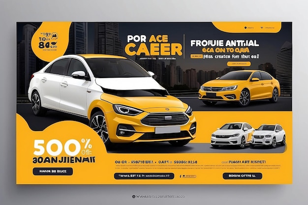 Car rental promotion social media post banner template