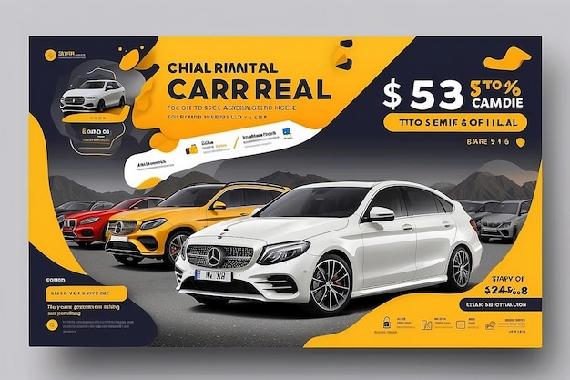 Car rental promotion social media post banner template