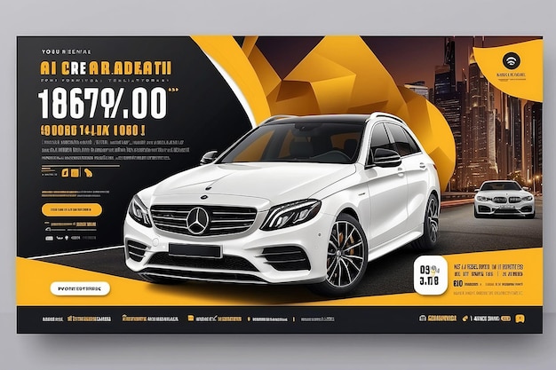 Car rental promotion social media post banner template