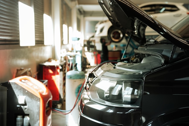 Photo car in repair and service center