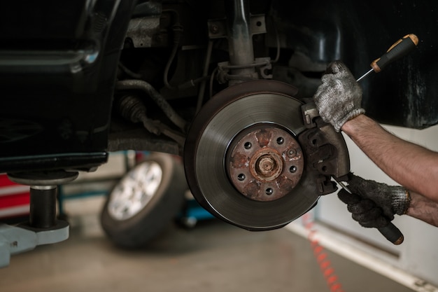 car in repair and service center