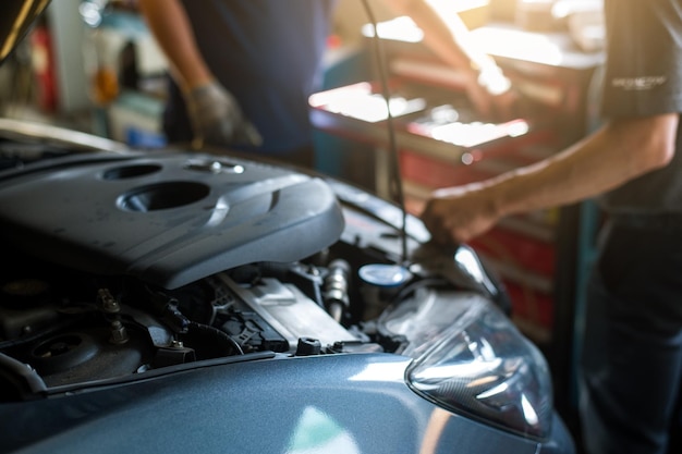 car in repair and service center