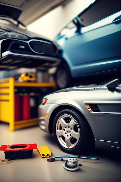 Car repair service in garage