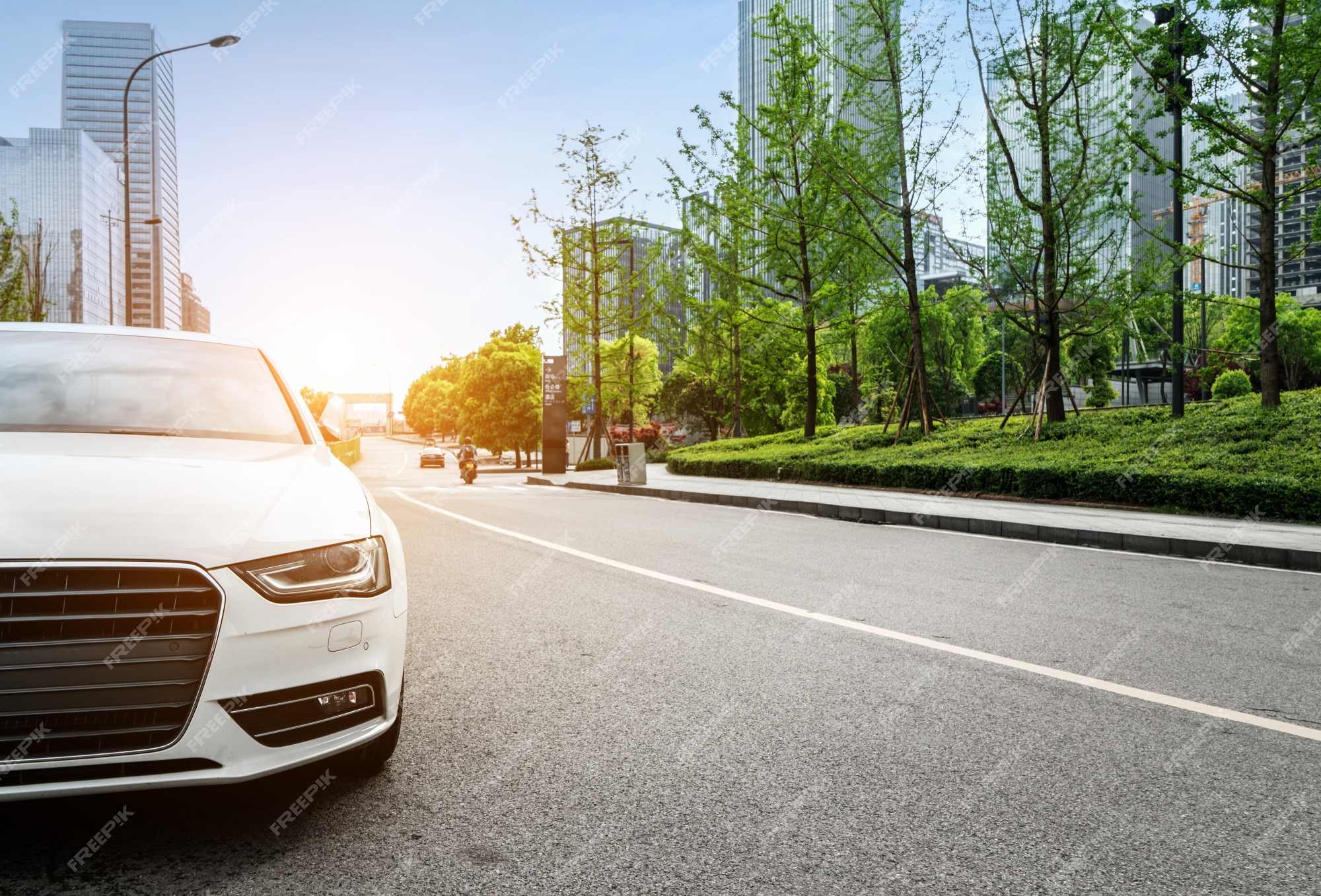 Premium Photo | Car on the road with motion blur background.