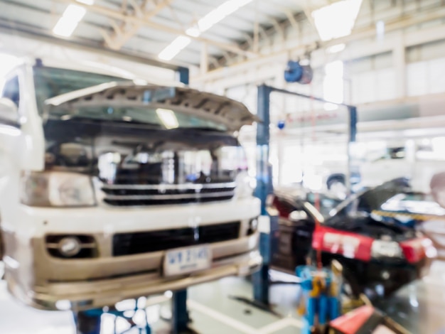 Car service centre blurred background