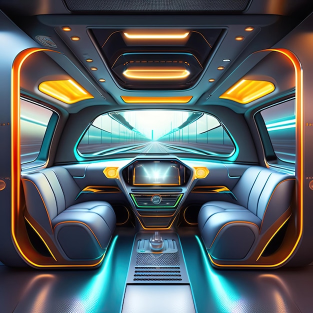 자동차 서비스 미래 지향적인 인테리어 디지털 아트