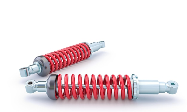 Car shock absorbers on the white background 3d render