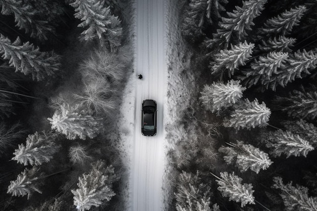 フィンランドの雪道を走る車