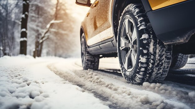 a car on a snowy road