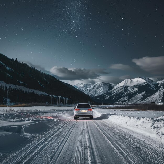 a car on a snowy road