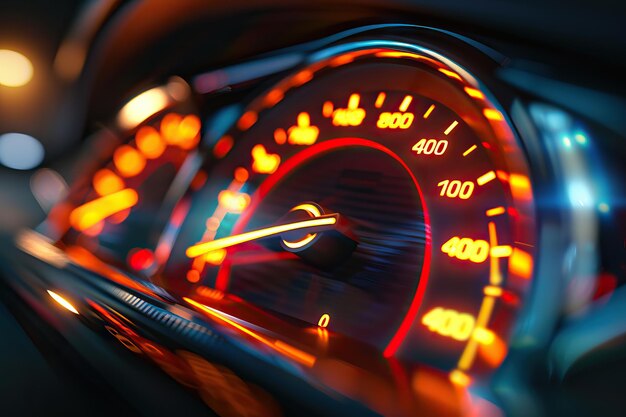 Photo car speedometer high speed on a car speedometer and motion blur