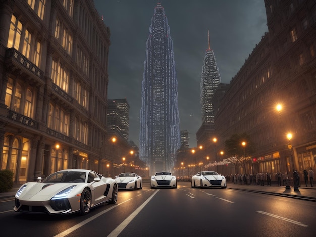 A car on a street with a building in the background