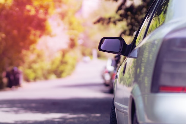 Car on sunny road