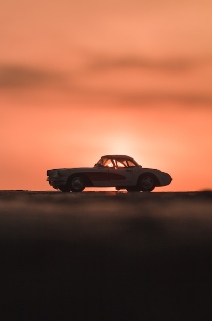 car in the sunset