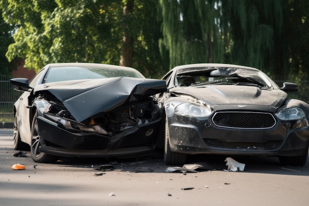 A car that has been damaged by a crash