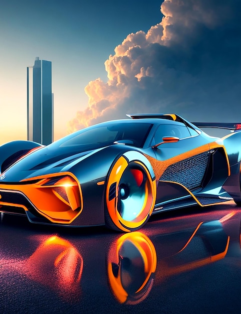 The car that is based on the lamborghini koenigsegg generate by AI