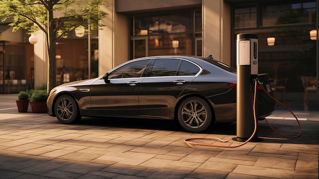 Photo a car that is parked next to a gas pump