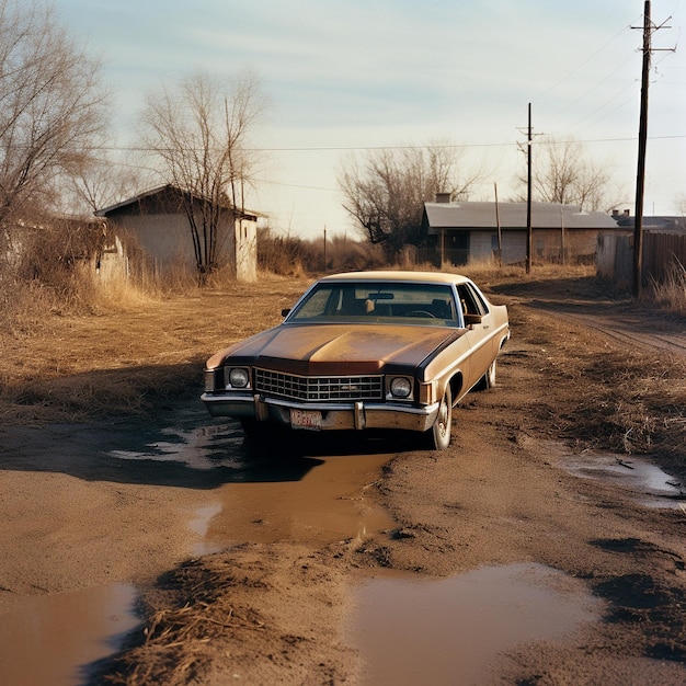 Photo a car that is sitting in the dirt