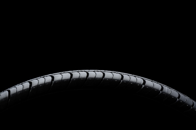 Car tire on black