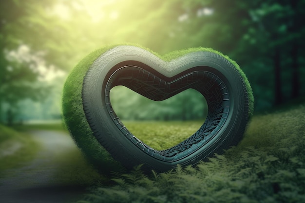 Car tire heart shape nature Generate Ai