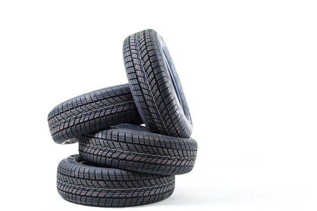 Car tire isolated on white background.