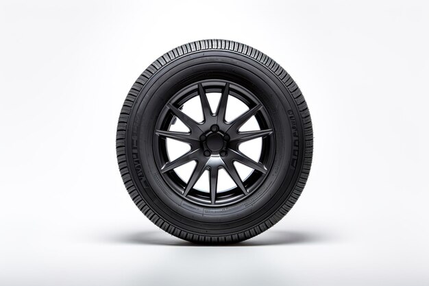 A car tire presented alone against a white background