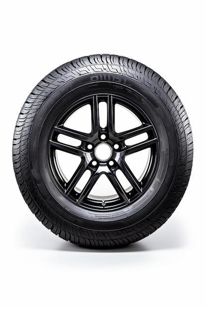 A Car Tire on a White Background Cutout Isolated