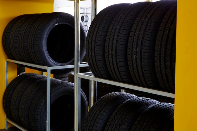 car tires in car repair service, shop