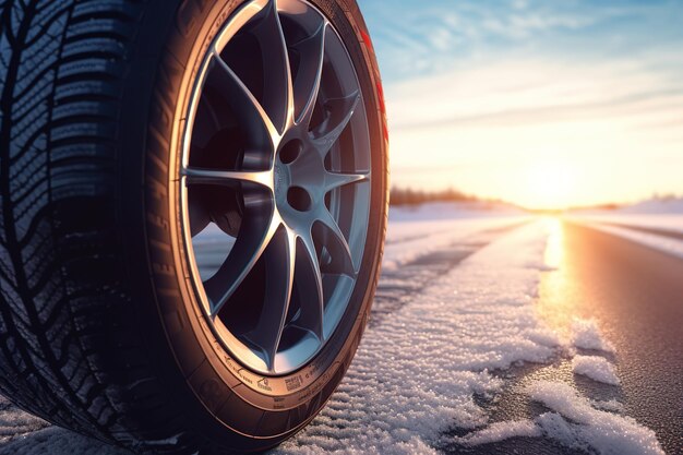 Foto pneumatici di auto sullo sfondo del garage