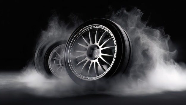 Car Tires Unleash Power and Excitement Fueling the Thrill of Racing and Embracing Adrenaline Fueled Competition Smoke and Speed Ai generative