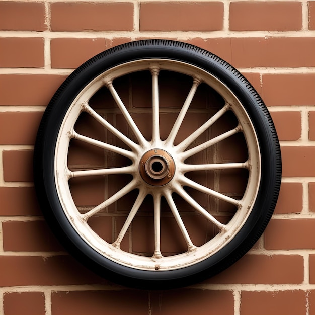 Photo car tires on wall background 3 d illustrationcar wheel on the wall