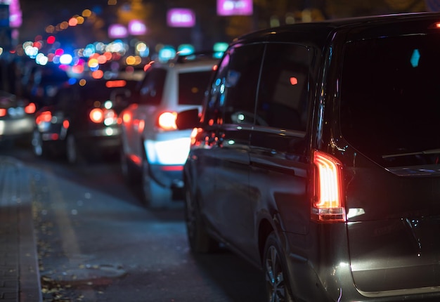 Car traffic in night street