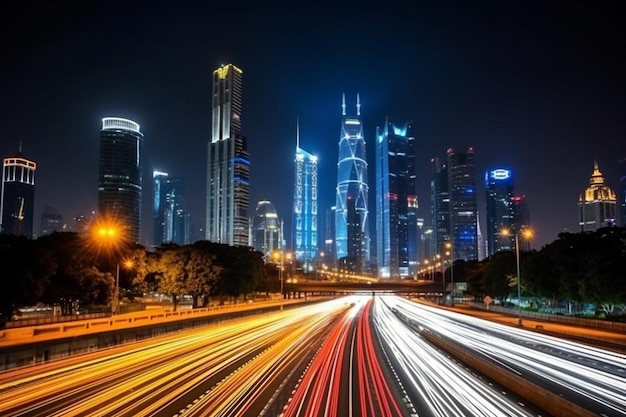 Car traffic on the night streets