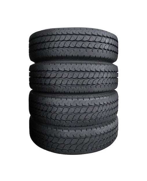 Car tyres pile isolated on white background