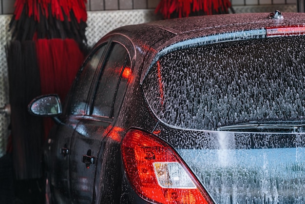 car wash foam water, Automatic car wash in action