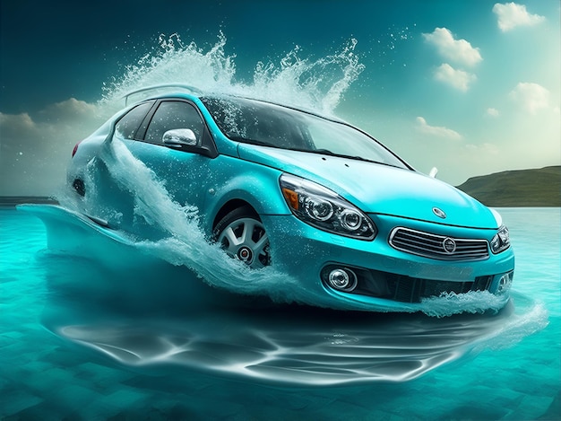 Car in water water effect