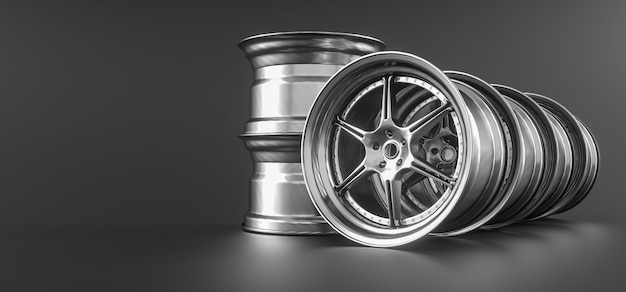 Car wheel rims isolated on gray background