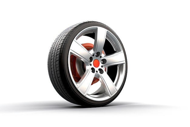 Car Wheel Side View On White Background